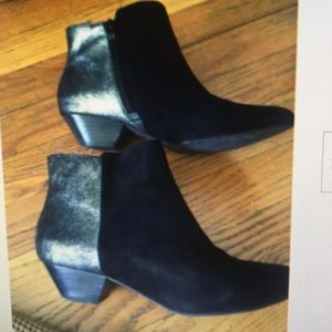 BCBGeneration 6 black suede metallic booties